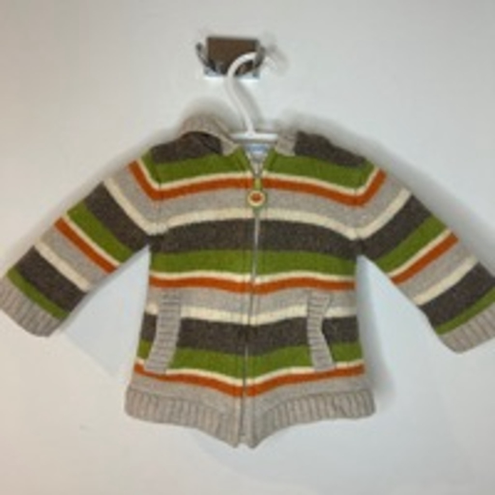 Janie and Jack hoodie Halloween Fall pumpkin zipper 100% merino wool 100% cotton